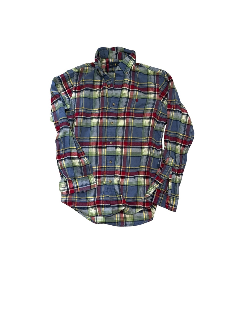 Ralph Lauren Men's Plaid Flannel Button-Down Shirt in Blue, Red, Cream